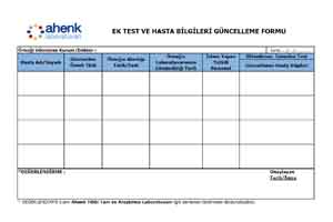 Ek Test İstek Ve Hasta Bilgileri Güncelleme Formu