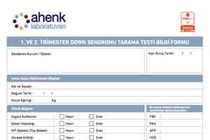 1. ve 2. Trimester Down Sendromu Tarama Test Bilgi Formu