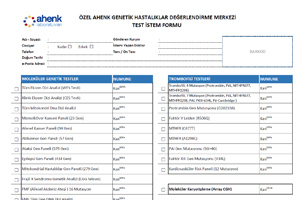 Genetik Hastalıklar Değerlendirme Merkezi Test İstem Formu