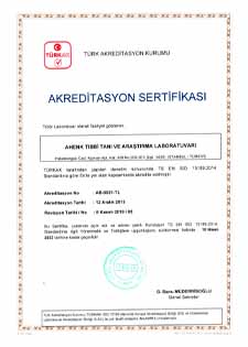 TS EN ISO 15189:2014 Akreditasyon Sertifikasi - 2019 / 5 TÜRKAK