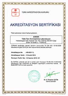 TS EN ISO 15189:2009 Akreditasyon Sertifikasi - 2015 / 1 TÜRKAK